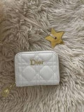 D-INSPIRED CANNAGE QUILTED ZIPPER WALLET INCLUDES BOX AND DUST BAG (BEIGE)
