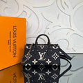 LV-inspired On The Go East West Bi-color Monogram Handbag With Double Box Packaging (Black-White)