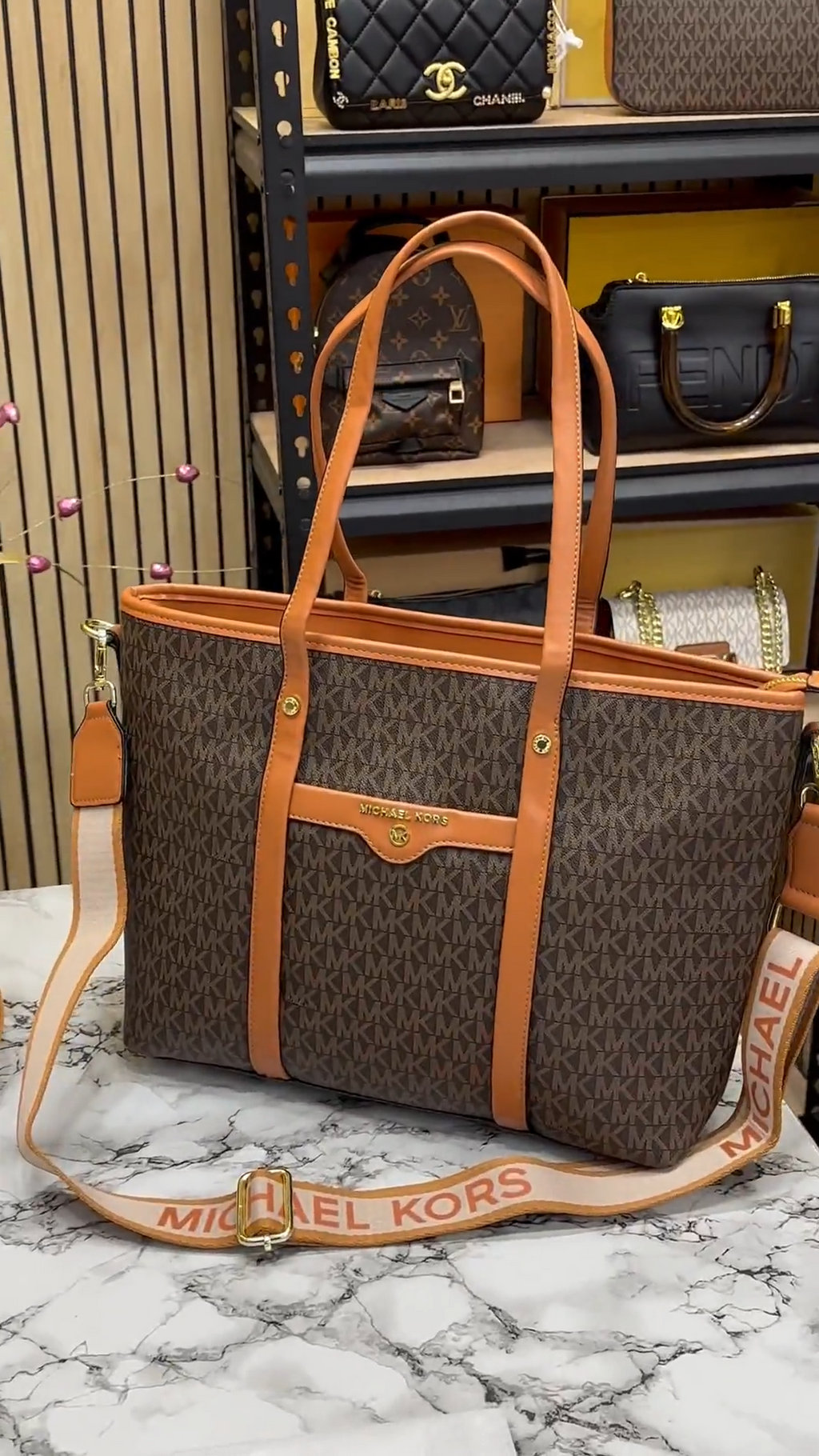 MK-Inspired Tote Bag With Brand Dust Bag (Brown)